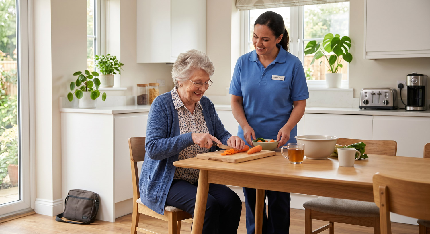 Carer assisting with daily tasks at home